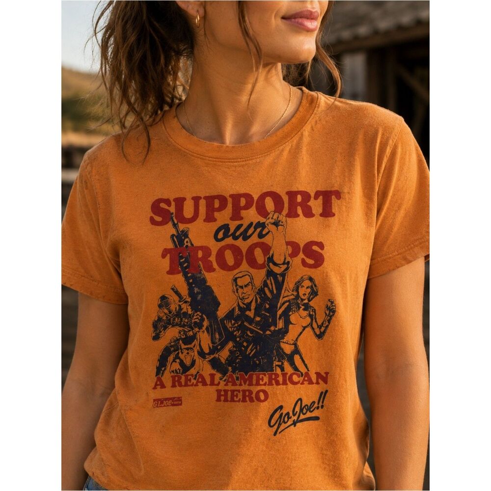 G.I. Joe Support Our Troops A Real American Hero T-Shirt Yellow Short Sleeve Lg - Picture 2 of 10